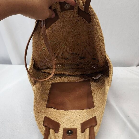 Time and Tru Womens Circle Straw Tote Bag Multi Floral Embroidery Beach Sea - Picture 4 of 9